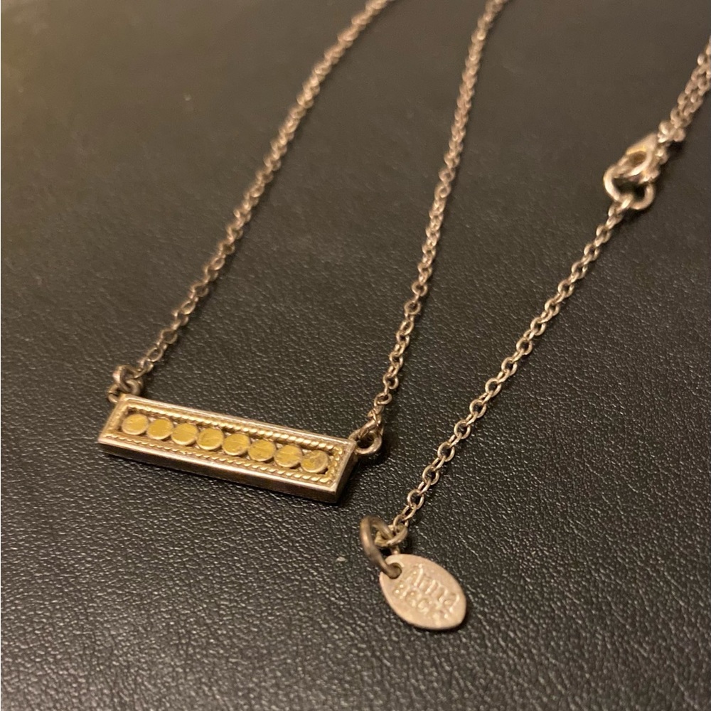 ANNA BECK NECKLACE-TWO TONED BAR STERLING SILVER STAMPED 925 (Hard to Find)